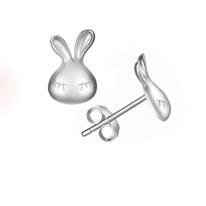 S925 Silver Earrings Hypoallergenic Little White Rabbit Female Earrings