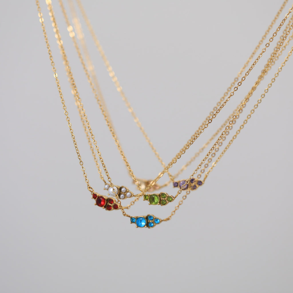 Twelve Birthstone Necklace Women's Simple Color Gem Necklace