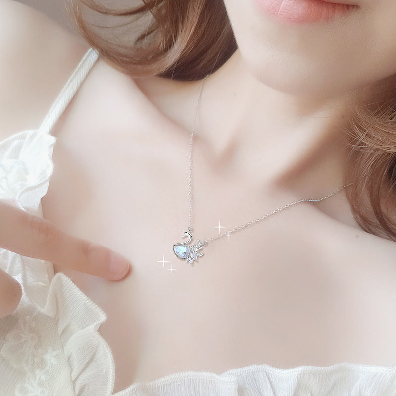 Swan Lake Necklace Female 925 Sterling Silver Feather Clavicle Chain