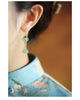 Sterling Silver Ancient Gold Hetian Jade Lotus Seedpod Enamel Women's Court Retro Temperamental Earrings