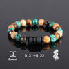 Twelve Constellation Elastic Bracelet Men Tigereye Couple Beaded