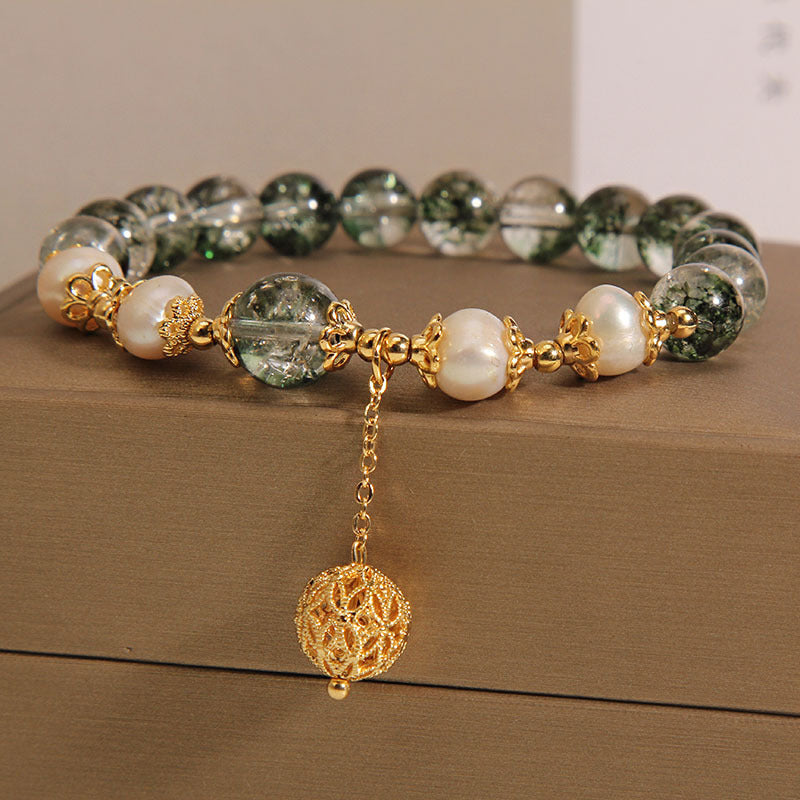 Green Phantom Quartz Crystal Bracelet For Women