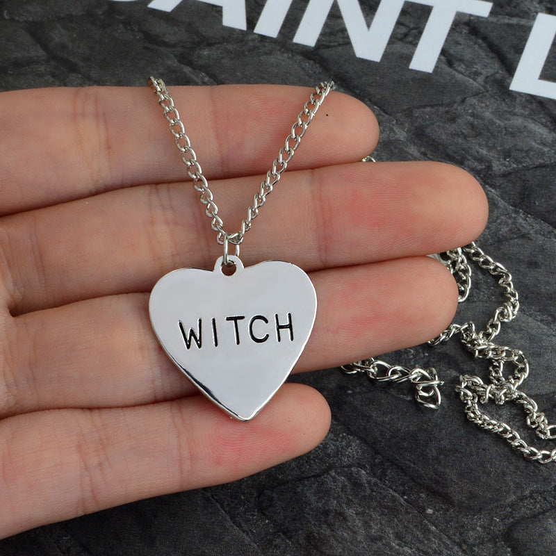 Witch Necklace Creative Love Halloween Necklace