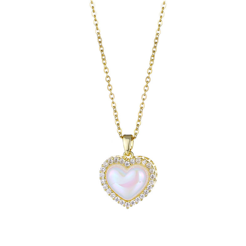 Mermaid Princess Pearl Love Stainless Steel Necklace Women