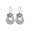 Silver Earrings Female Natural Hetian Jade Retro Personality Lotus