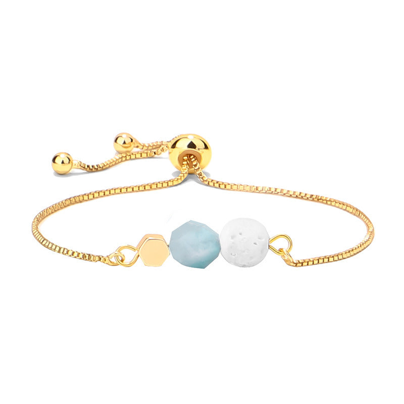 14K Gold Plated Color Preserving Box Chain Tiger Eye Volcanic Stone Yoga Bracelet