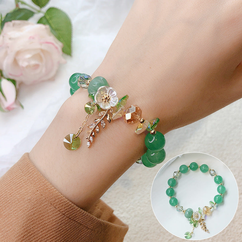 New Candy Color Stone Bracelet Flower Leaves