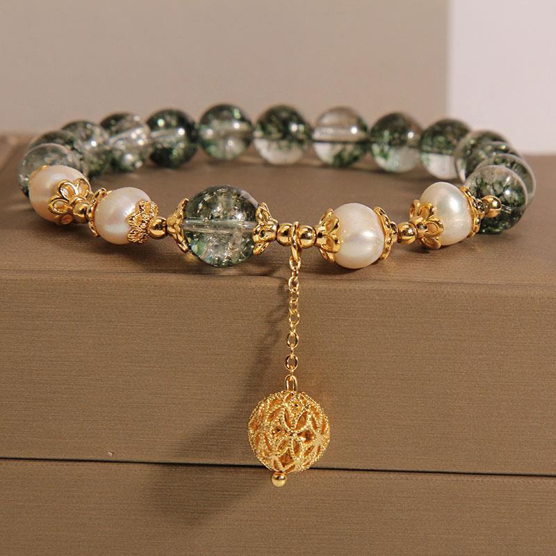 Green Phantom Quartz Crystal Bracelet For Women