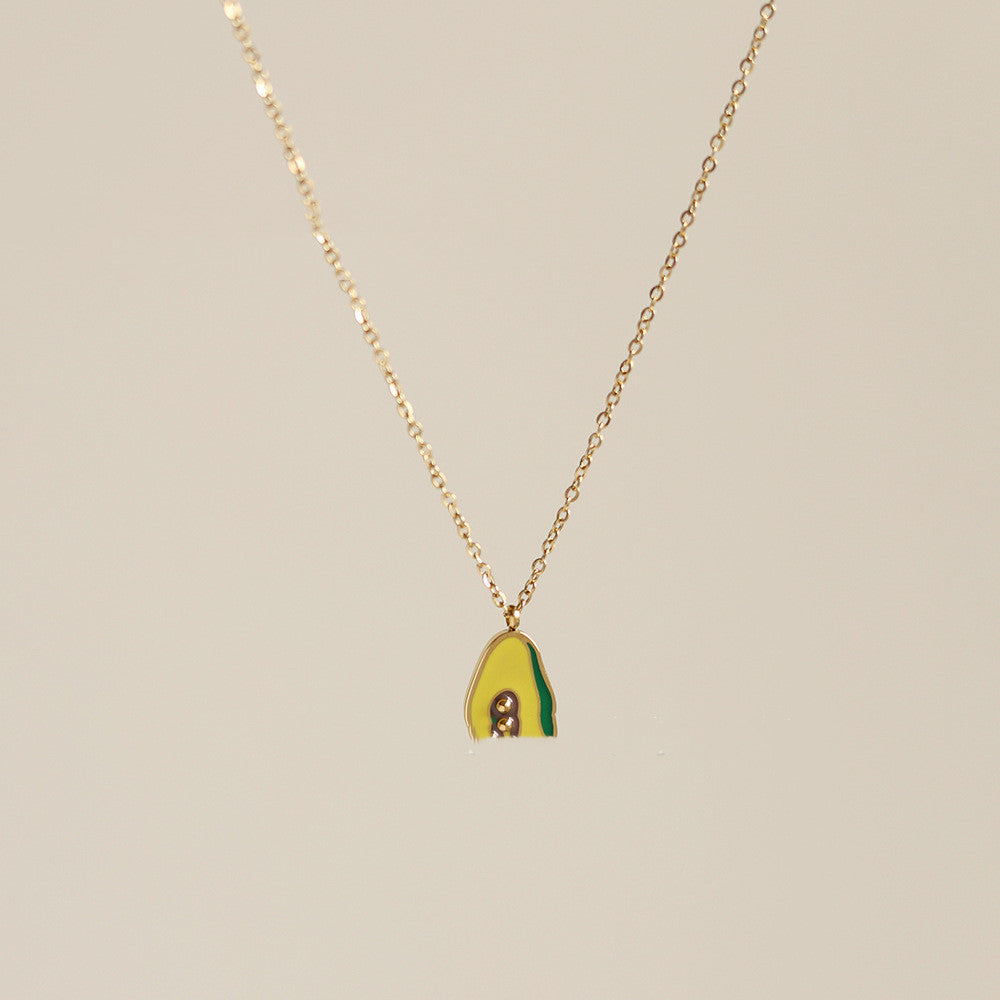 Small Colorful Oil Necklace Avocado Student Necklace