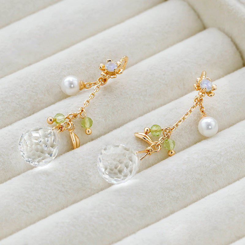 Women's White Crystal Drop Earrings