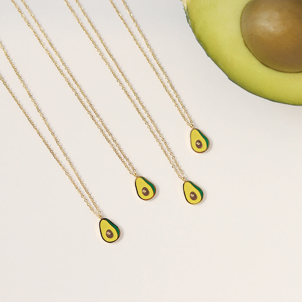 Small Colorful Oil Necklace Avocado Student Necklace