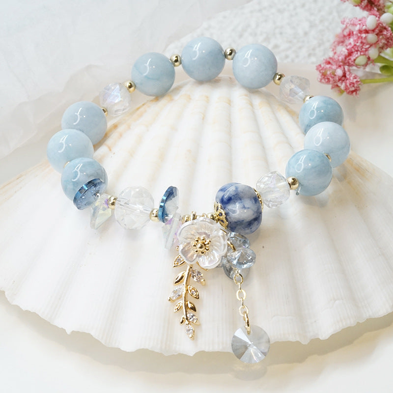 New Candy Color Stone Bracelet Flower Leaves