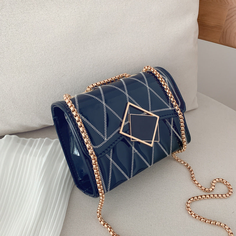 Lingge Chain Small Bag Western Patent Leather Shoulder Messenger Bag