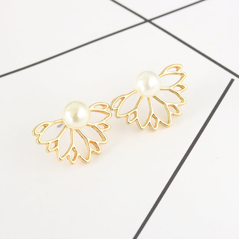 Creative Hollow Lotus Shape Full Diamond Earrings