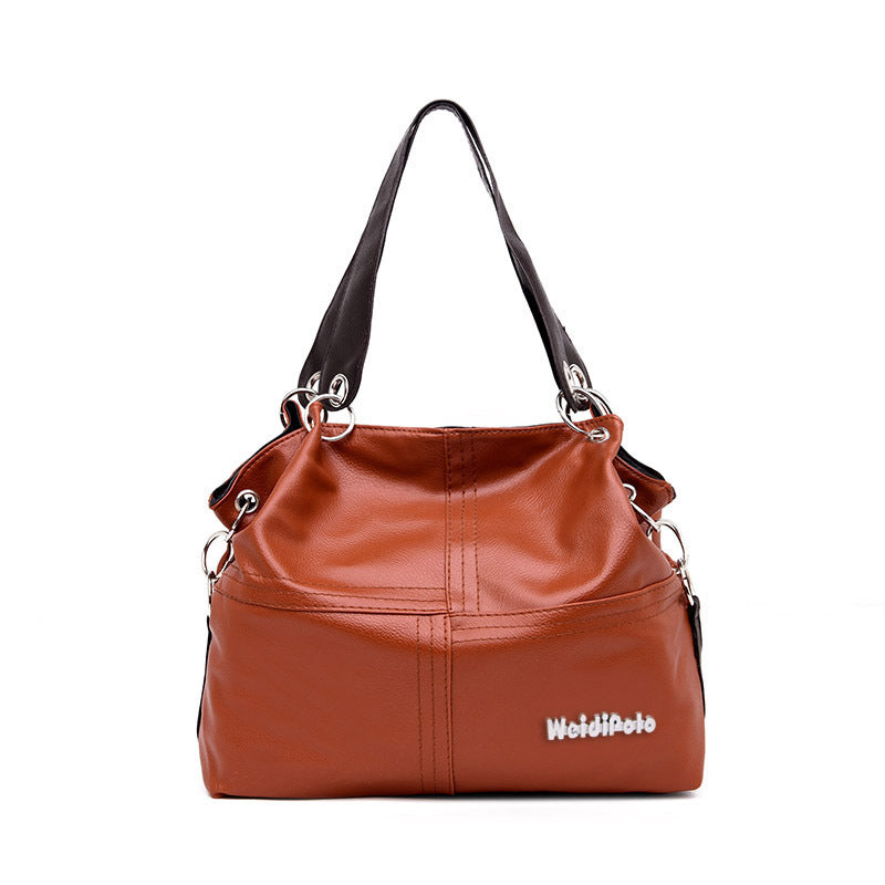 Women's Portable Fashion Stitching Messenger Shoulder Bag