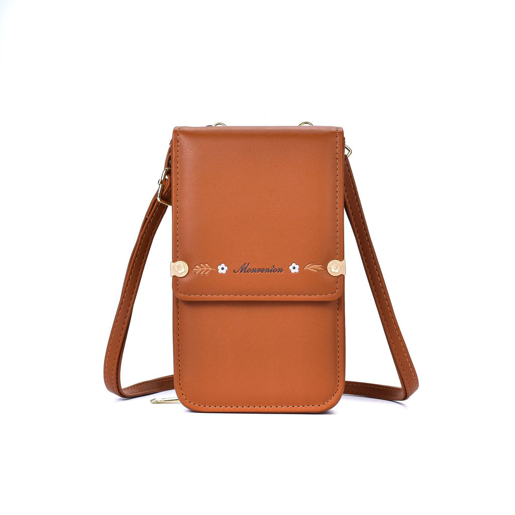 Flowers Embroidery Mobile Phone Bags For Women Ins Fashion Crossbody Shoulder Bag Ladies Long Wallet