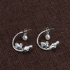 S925 Silver Brushed Lotus Pearl Earrings