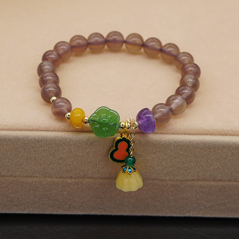 Smoke Mauve Jade Agate Bracelet For Women