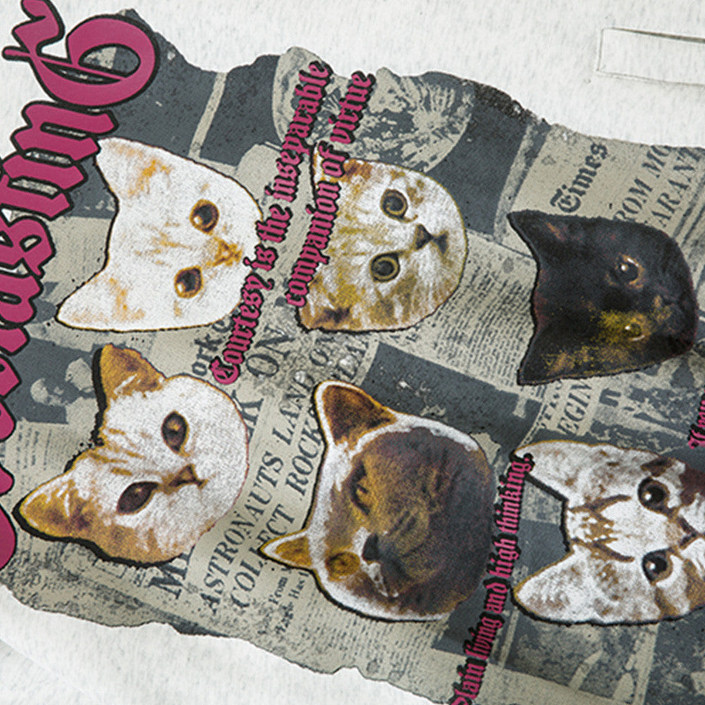 Animal Cat Print Hooded Pullover