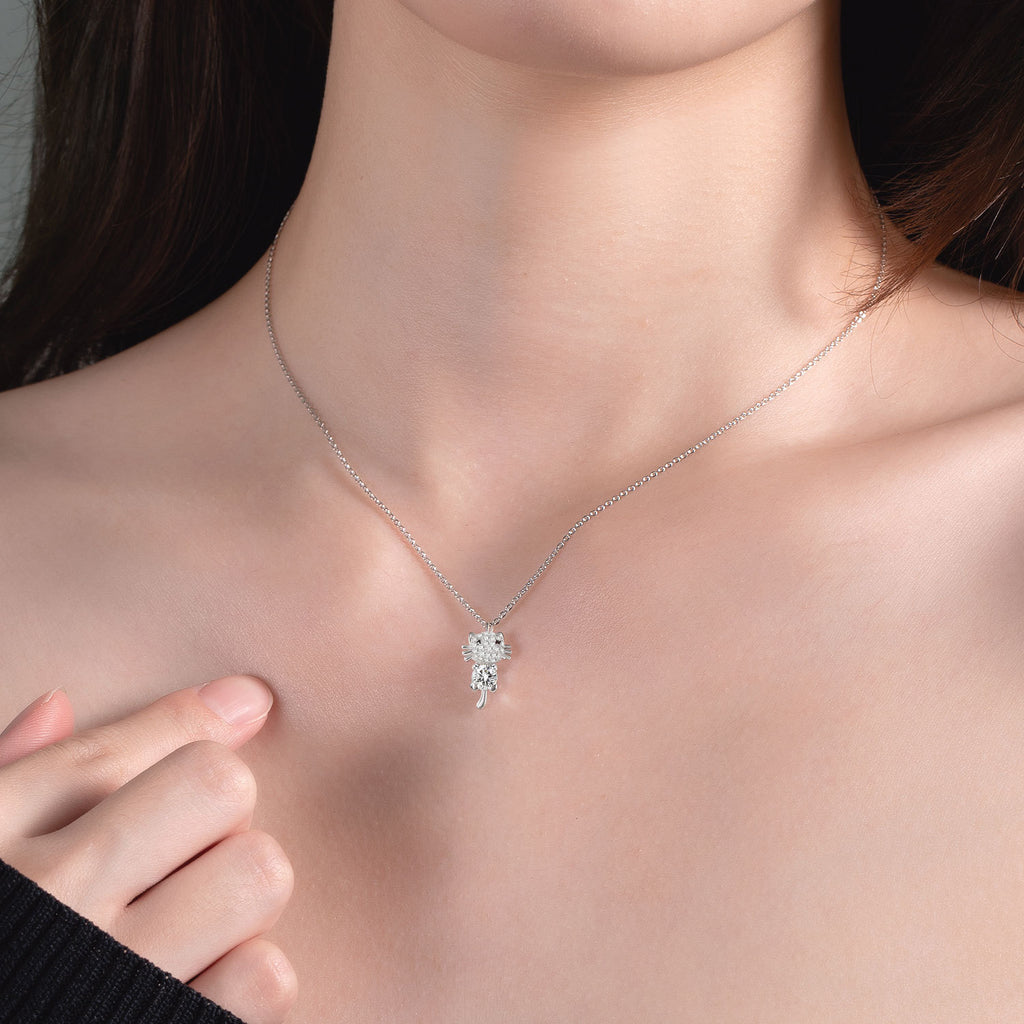 Cat Diamond Pendant Necklace Female Clavicle Chain