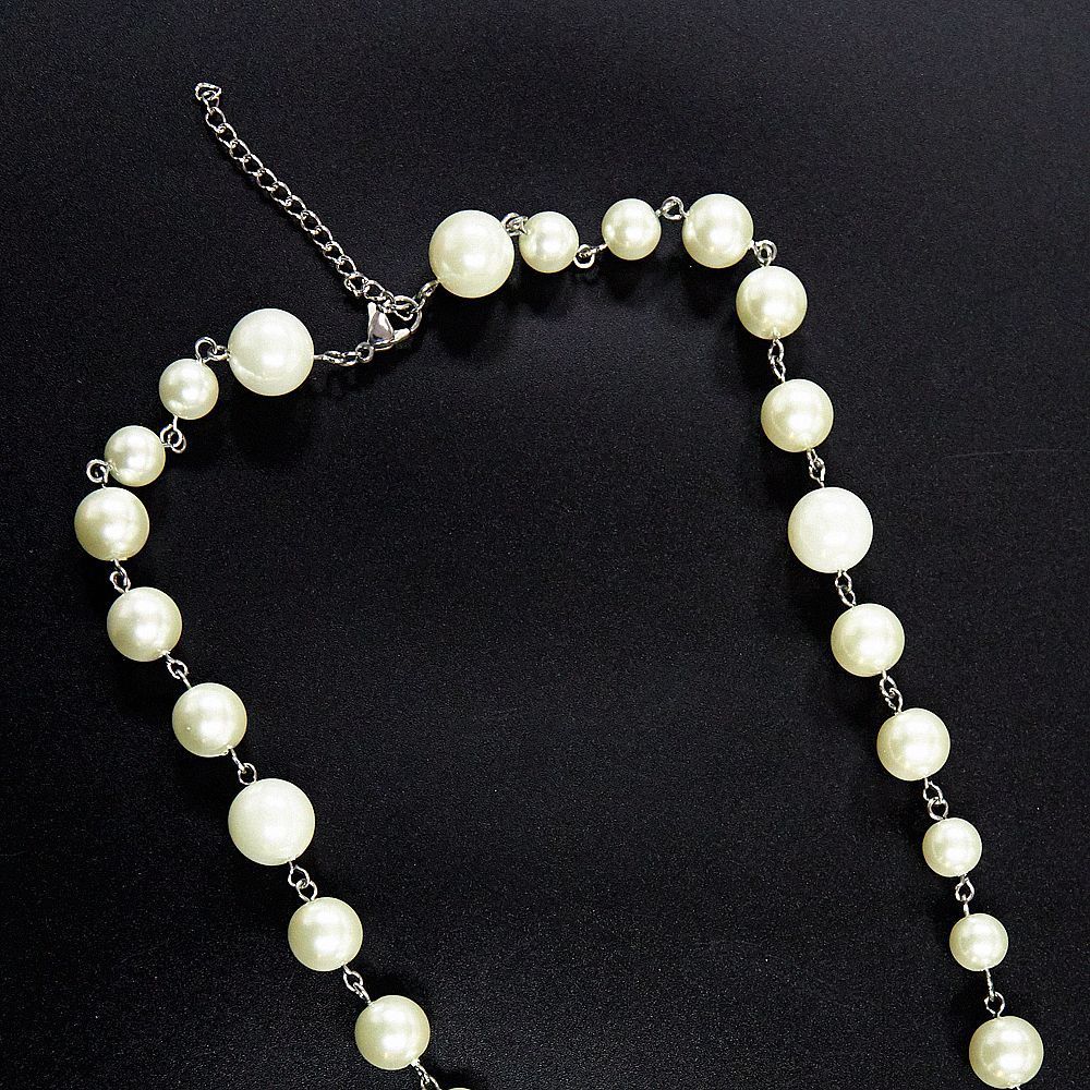 Titanium Steel Diamond Cross Pearl Necklace Adjustable Necklace