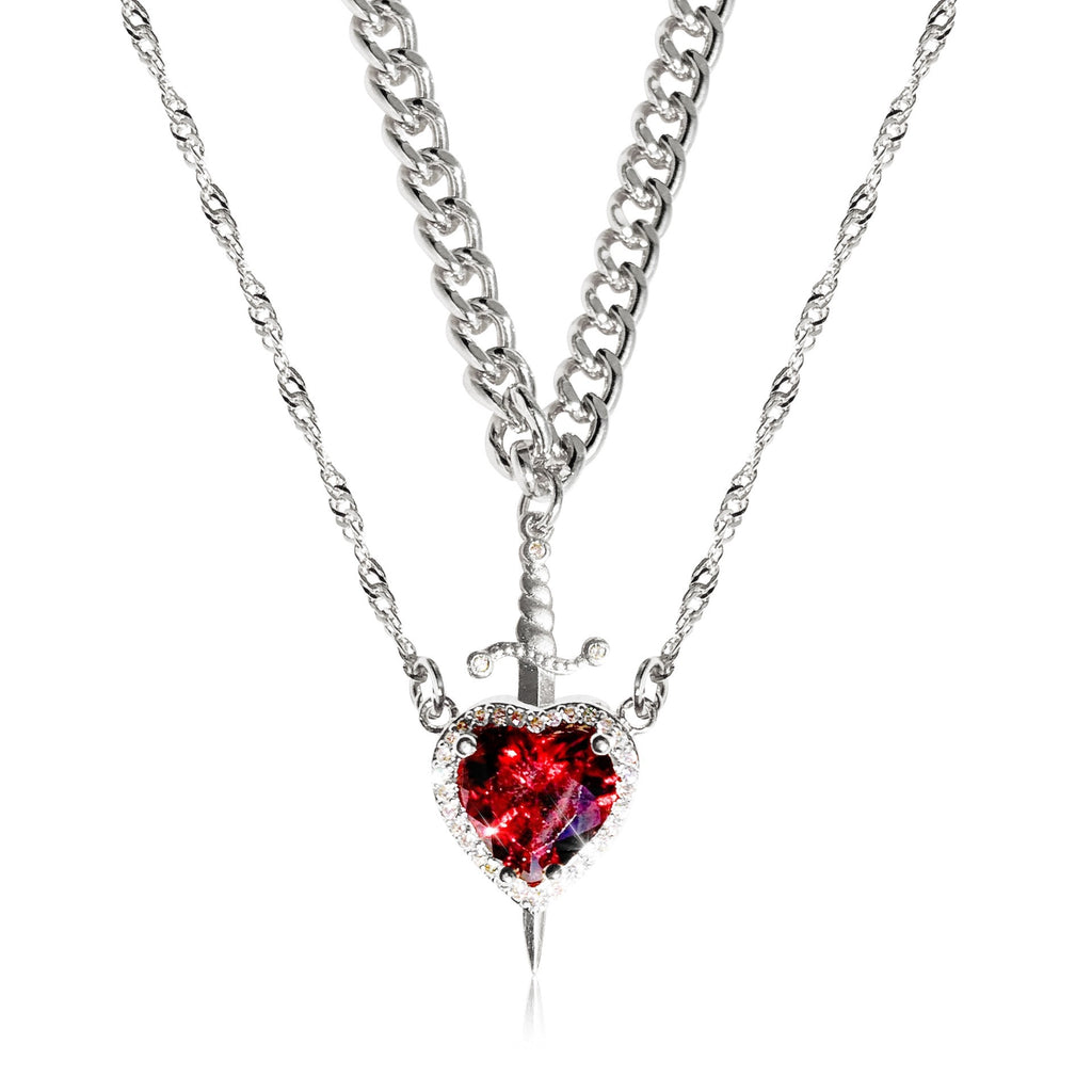 New Heart And Sword Necklace Set Couple Necklace
