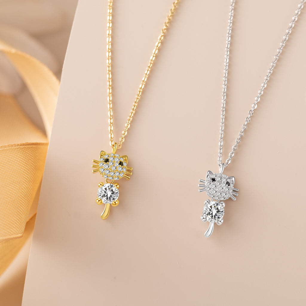 Cat Diamond Pendant Necklace Female Clavicle Chain