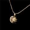 Micro Diamond Moon Sun Pendant Necklace