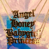 Old English Alphabet Angel Babygirl Princess Necklace