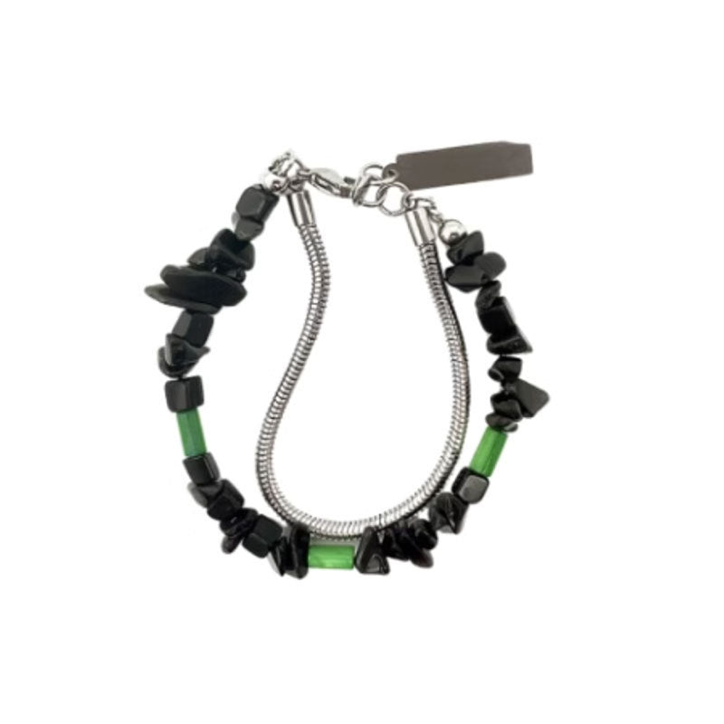 Black Gravel Double-layer Snake Bone Bracelet