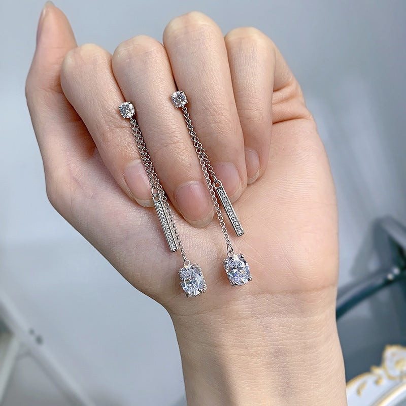 Oval White Diamond Earrings Women's Fashion