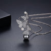 Flower Beard Butterfly Pearl Pendant Necklace Butterfly Necklace Women