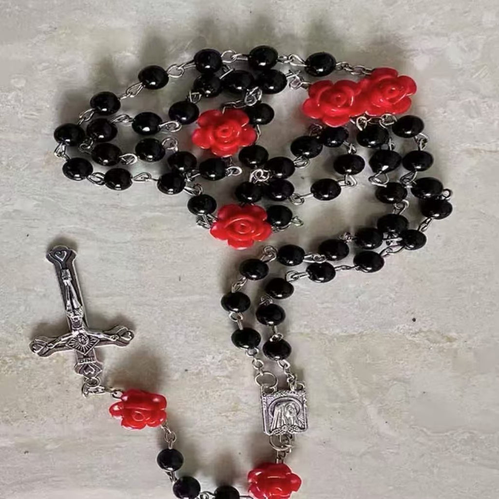 Rosary Necklace Rose Pearl Necklace Ornament