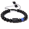 Twelve Constellation Black Glossy Bead Woven Bracelet