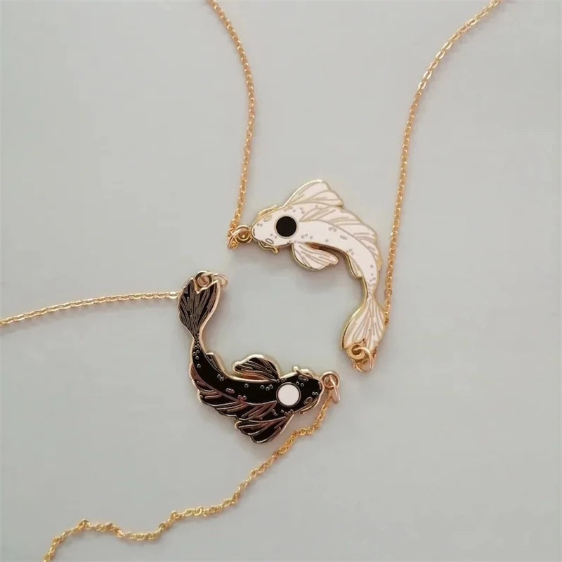 Creative Personalized Fashion Necklace Taiji Koi Drop Oil Necklace