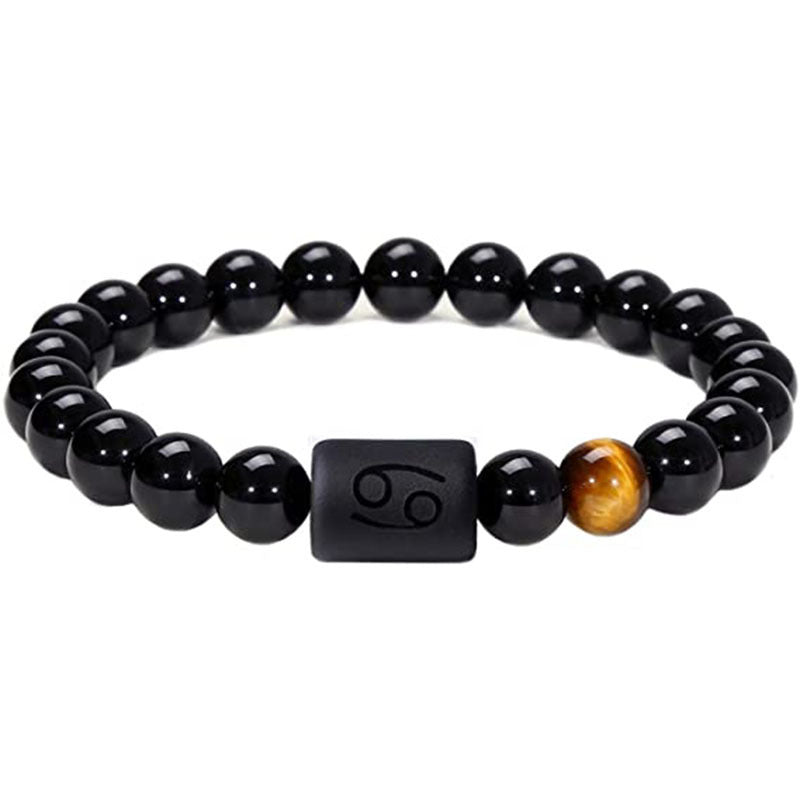 Twelve Constellation Stretch Bracelet Natural Yellow Tiger's Eye Bead Bracelets