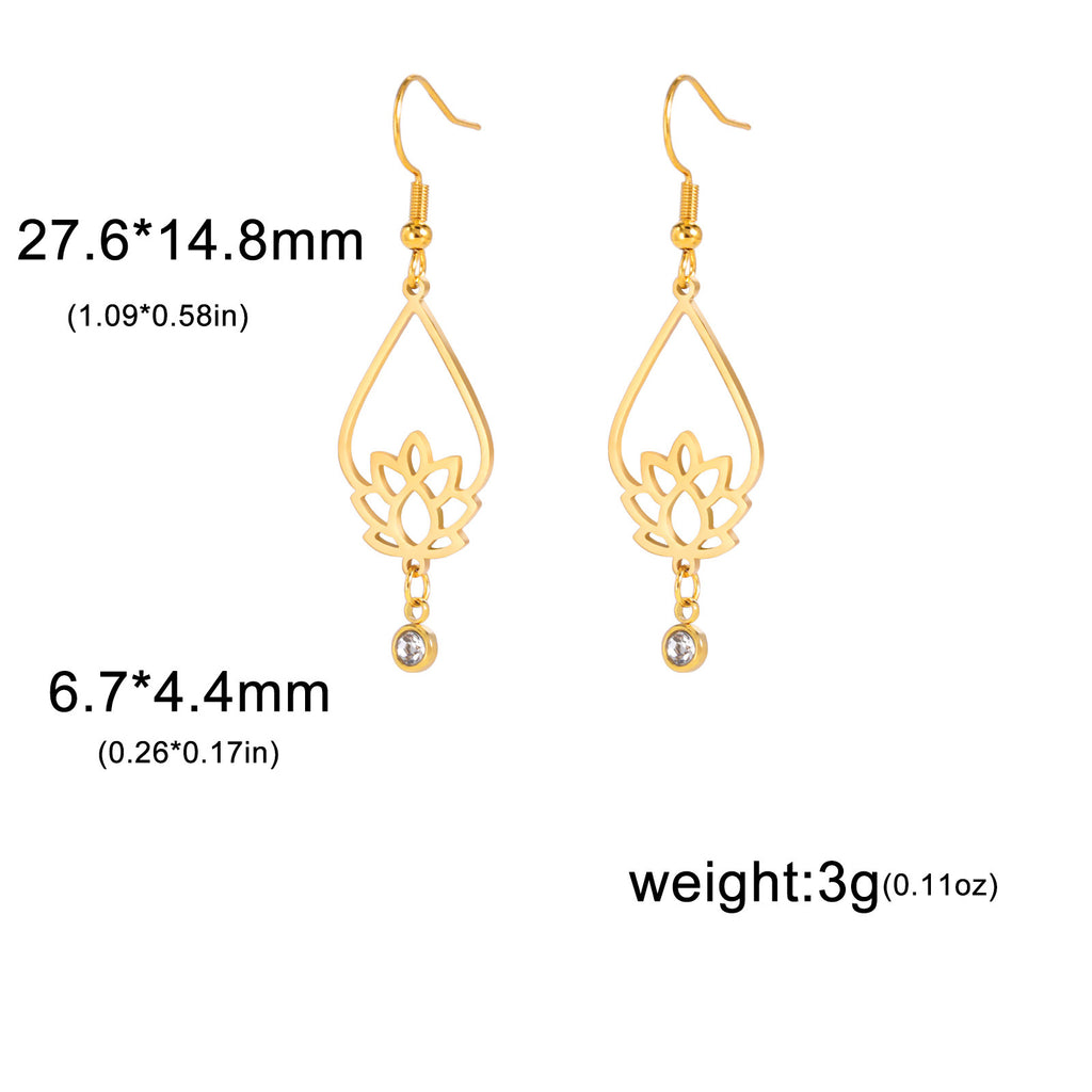 Vintage Water Drop Lotus Women's Earrings