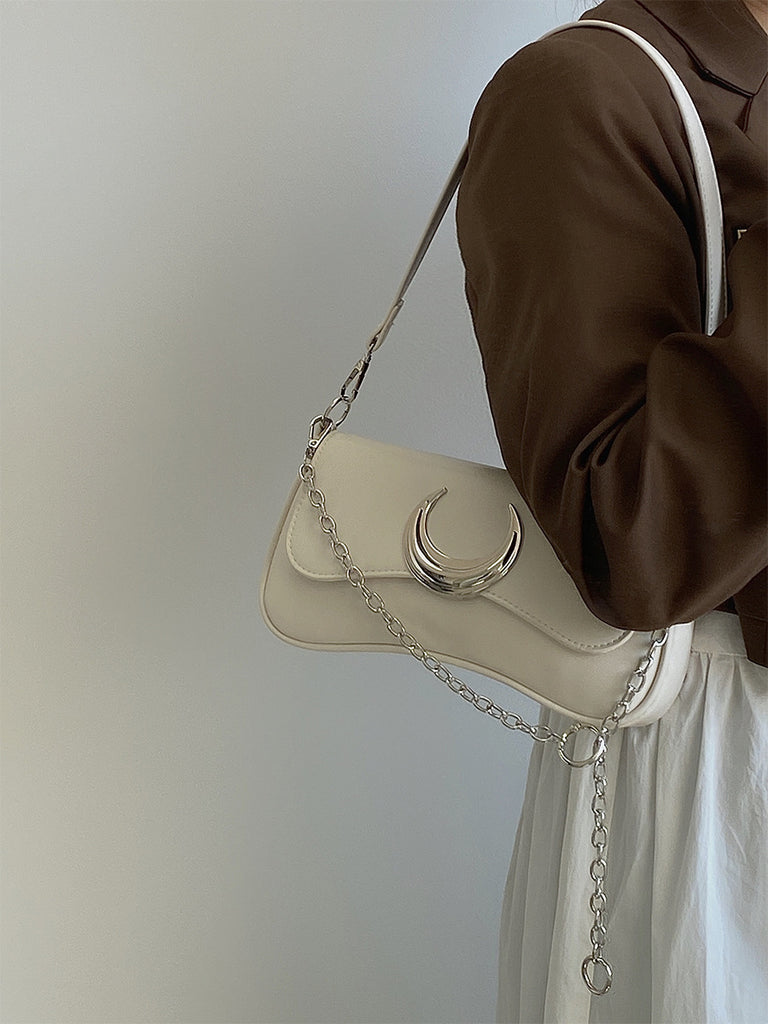 Moon Twist Lock Shoulder Bag Black Underarm Bag