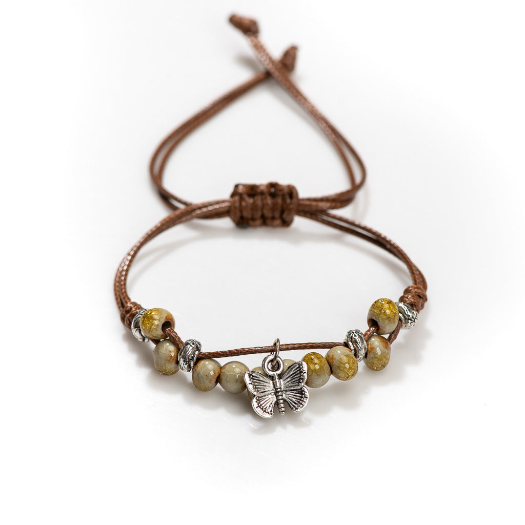 Vintage Butterfly Ceramic Bracelet For Women
