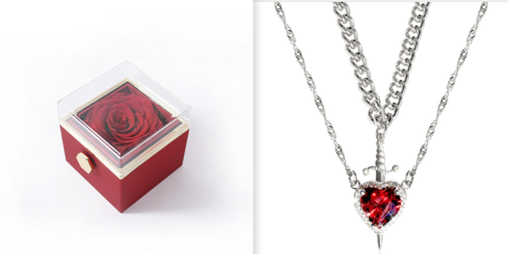 New Heart And Sword Necklace Set Couple Necklace