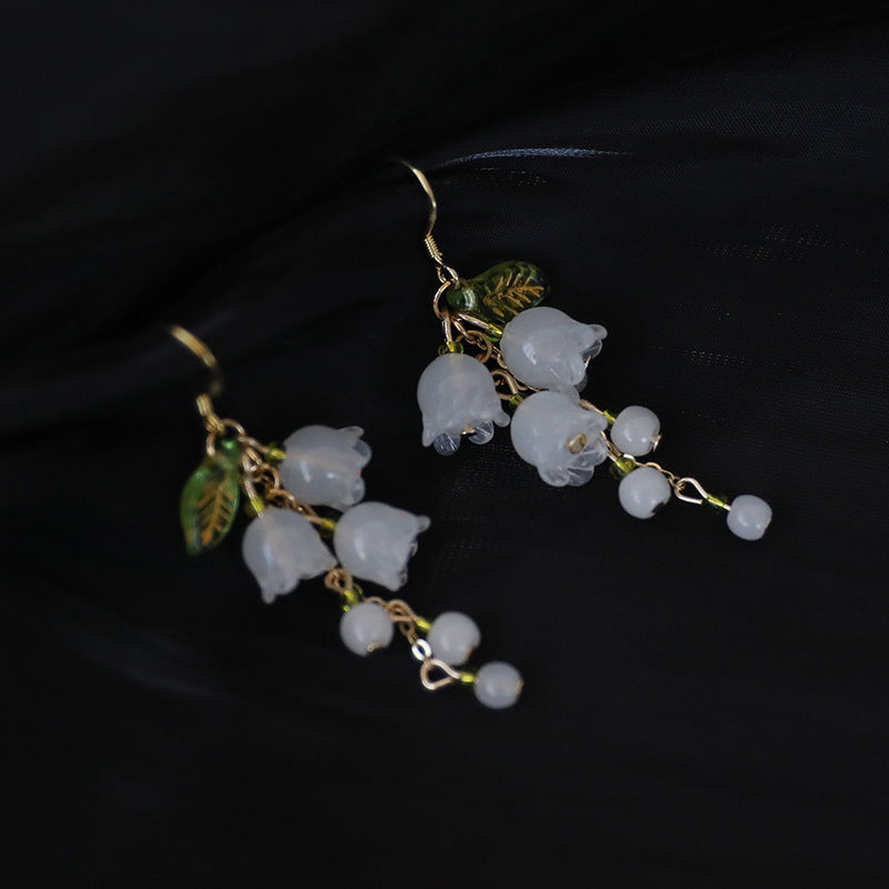 White Orchid Earrings Silver Elegant And Gentle