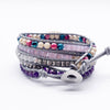 Bohemian Bracelet Purple Jade Bracelet Braided Leather Bracelet