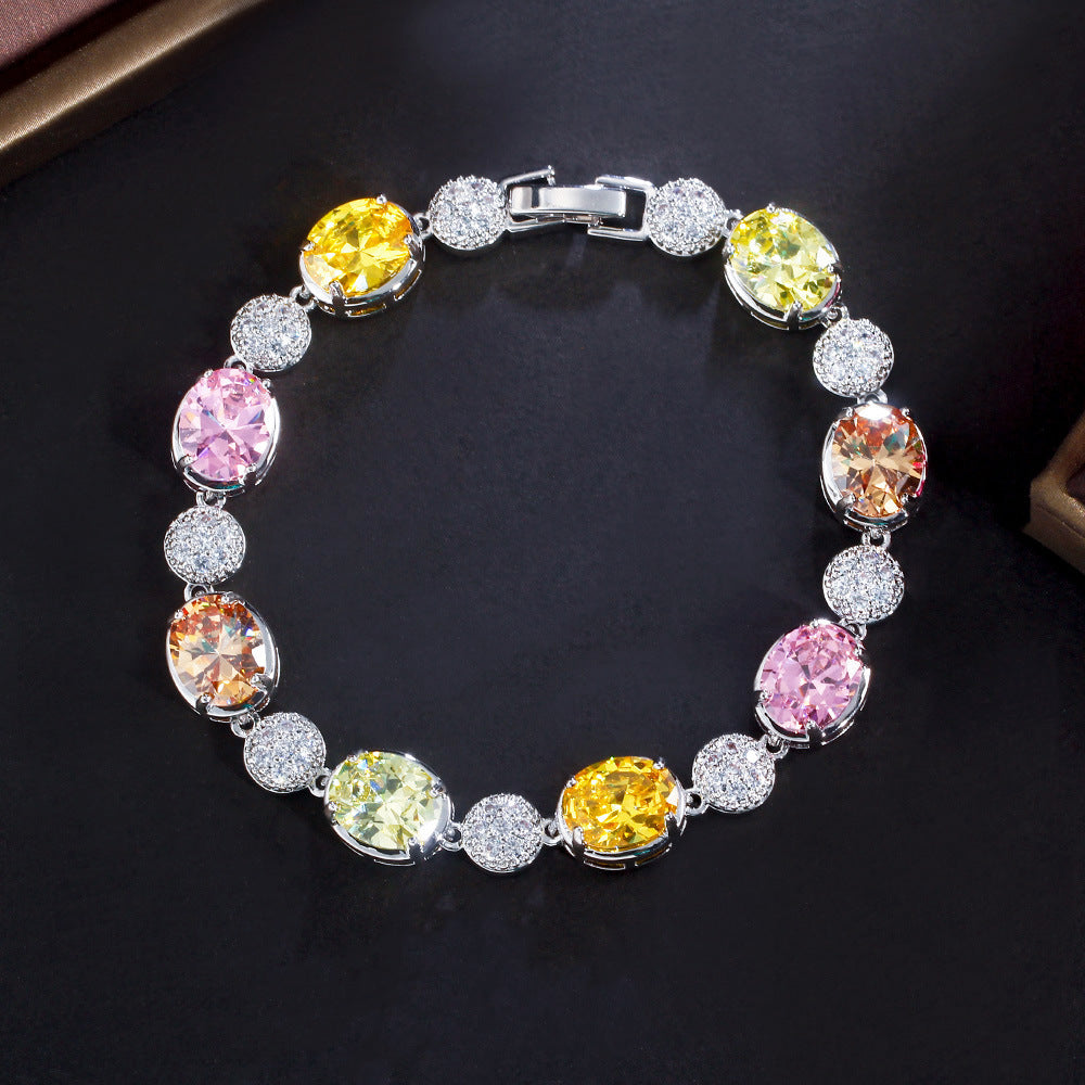 18K Gold Color Diamond Zircon Bracelet For Women