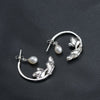 S925 Silver Brushed Lotus Pearl Earrings