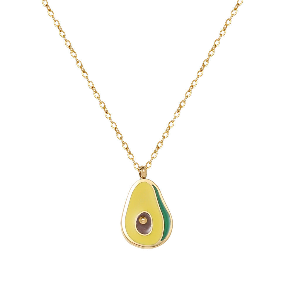 Small Colorful Oil Necklace Avocado Student Necklace