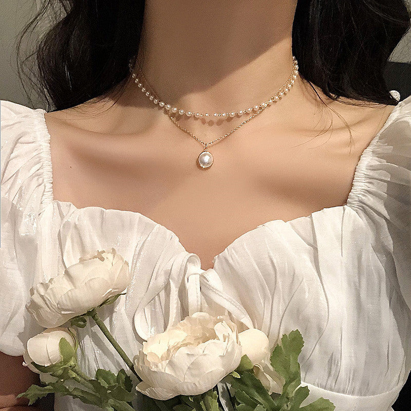 Multilayer Pearl Butterfly Necklace Multilayer Necklace Lady