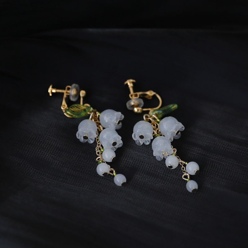 White Orchid Earrings Silver Elegant And Gentle
