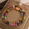 Double Layered Colored Tourmaline Jade Bracelet For Women