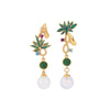 Asymmetric Lotus Natural Chalcedony Earrings
