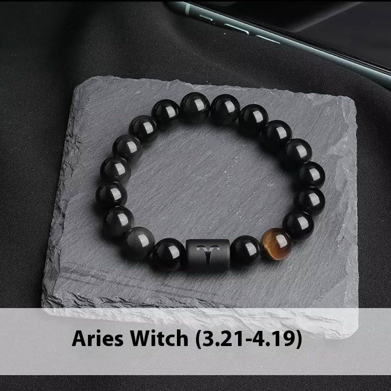 Twelve Constellation Stretch Bracelet Natural Yellow Tiger's Eye Bead Bracelets